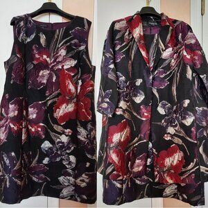 Chic, Lightweight Lafayette 148 NY Floral Jacquard 22W Dress and 2X Jacket